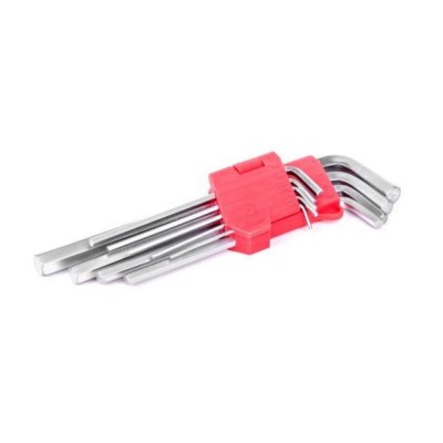 Набір Г-подібних подовжених шестигранних ключів 9од., 1.5-10мм, Cr-V, 55 HRC Intertool HT-0602