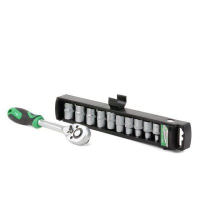 Набір головок 10шт. 1/2"-8,10,12,13,14,15,16,17,18,19 мм з рукояткою з храповим механізмом 1/2" 45 зубів Intertool ET-6013