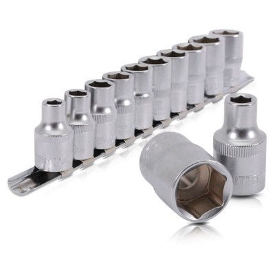 Набір головок 10шт., 1/2"-8;10;12;13;14;15;16;17;18;19мм, Cr-V Intertool ET-6012