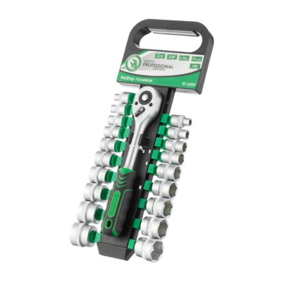 Набір головок 20 од. 3/8" 6-24 мм з рукояткою з храповим механізмом 72 зуби Intertool ET-6020