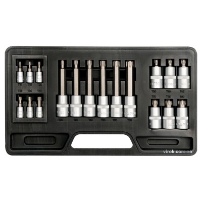 Набор головок торцевых YATO 1/2" и 1/4" с насадками TORX 18 предметов YT-7751