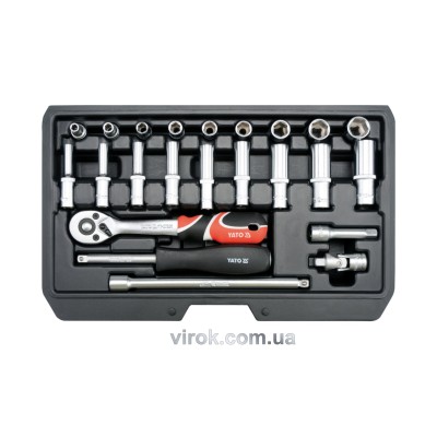 Набор головок торцевых YATO 1/4" М4-13 мм 23 предмета YT-14451