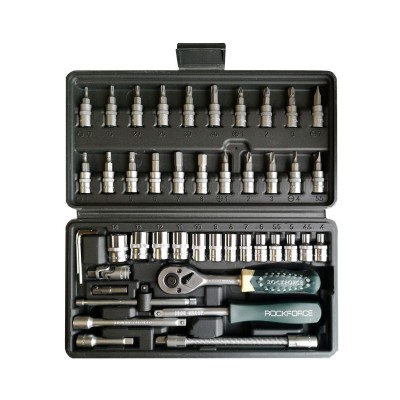 Набор инструмента 46 предметов 1/4" (6-гран.)(4-14мм) ROCKFORCE RF-2462-5 Набор инструмента 46 предметов 1/4" (6-гран.)(4-14мм) ROCKFORCE RF-2462-5