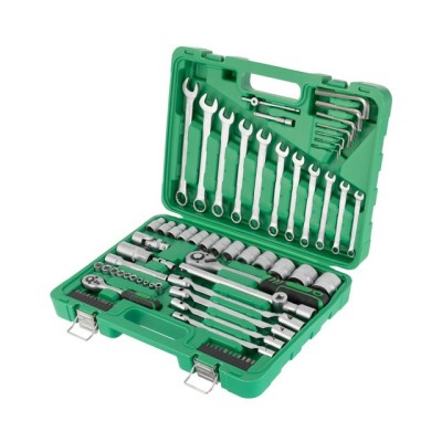 Набор инструментов 1/2" & 1/4" 77ед (гол.4-32мм, кл.комб,7-19мм,кл.шарн.8-15мм) Intertool ET-6077
