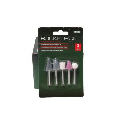 Набор камней абразивных, 5 предметов(хвостовик 3мм), в блистере ROCKFORCE RF-GSK502
