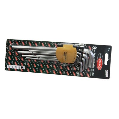 Набор ключей Г-образных 6-гранных экстра длинных, 9 предметов (1.5, 2, 2.5, 3-6, 8, 10мм) в пластиковом держателе ROCKFORCE RF-5093XL