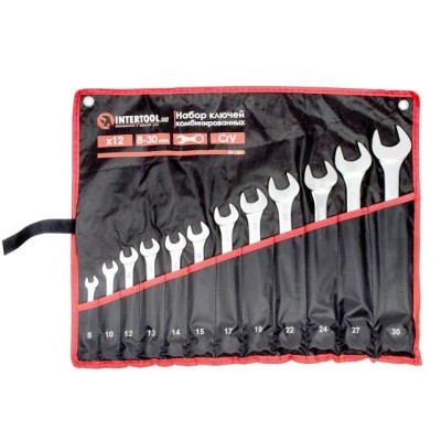 Набор ключей комбинированных 12шт., 8-30мм, Cr-V, чехол Intertool HT-1251
