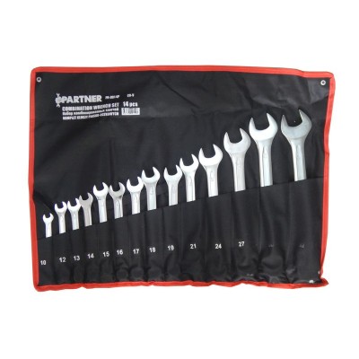 Набор ключей комбинированных, 14 предметов (10, 12-19, 21, 24, 27, 30, 32мм), на полотне Partner PA-3014P