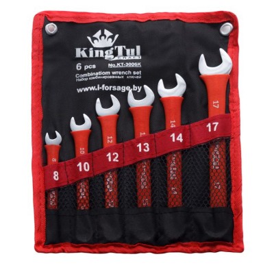 Набор ключей комбинированных 6 предметов (8,10,12,13,14,17мм) на полотне KingTul kraft KT-3006k