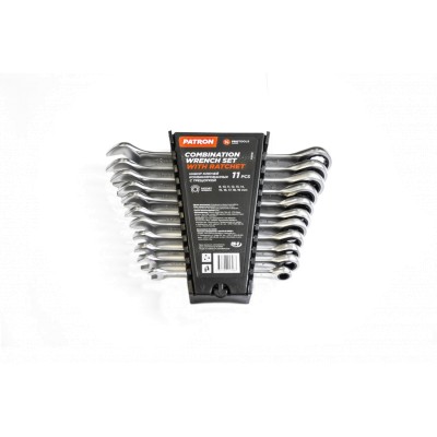 Набор ключей комбинированных трещоточных 11 предметов (8,10,11,12,13,14,15,16,17,18,19мм), в пластиковом держателе PATRON P-51112