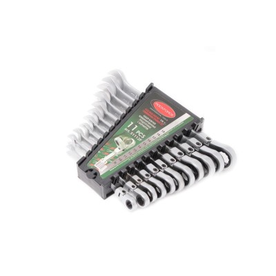 Набор ключей комбинированных трещоточных с шарниром, 11 предметов (8,10,11,12,13,14,15,16,17,18,19мм)в пластиковом держателе ROCKFORCE RF-51112F