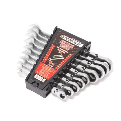 Набор ключей комбинированных трещоточных с шарниром 9 предметов (8,10,12,13,14,16,17,18,19мм)в пластиковом держателе Forsage F-51092F