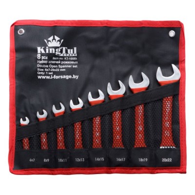 Набор ключей рожковых 8 предметов (6х7-20х22мм) на полотне KingTul kraft KT-1008k(3208K)