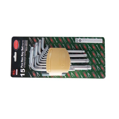 Набор ключей TORX Г-образных длинных с отверстием 15 предметов(Т6Н,T7H,T8H,T9H,Т10Н,Т15Н,Т20Н,Т25Н,Т27Н, Т30Н,Т40Н,Т45Н,Т50Н,Т55Н,Т60Н)в пластиковом держателе ROCKFORCE RF-5151LT
