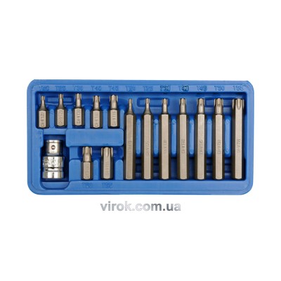 Набор насадок отверточных VOREL 1/2" TORX T20-T55 15 шт 66580 Набор насадок отверточных VOREL 1/2" TORX T20-T55 15 шт 66580