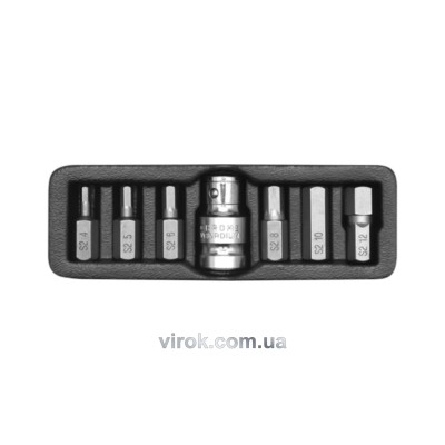 Набір викруткових насадок YATO НЕХ H4-12 з перехідником 1/2" 7 шт YT-0412