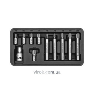 Набор насадок отверточных YATO SPLINE М5-12 с переходником 1/2" 11 шт YT-0415