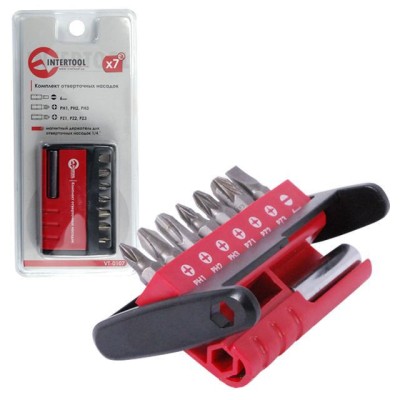 Набор отверточных насадок с магнитным держателем 8 ед. Cr-V Intertool VT-0107