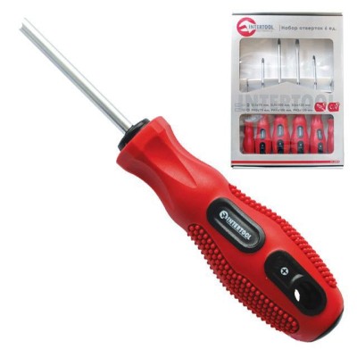 Набор отверток 6ед. (SL3x75,SL5x100,SL6x125,PH0x75,PH1x100,PH2x125) Cr-V, Ergo-design Intertool VT-2005