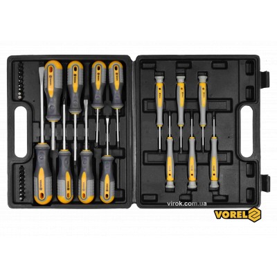 Набор отверток и отверточных насадок VOREL Cr-V 32 шт у футляре 60785