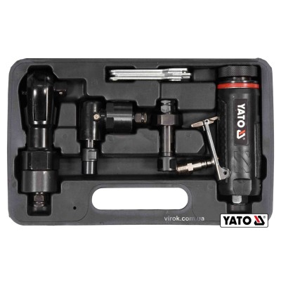 Набір пневматичних інструментів: тріскачка, шліфувальні машини кутова та пряма YATO 1/2" 6.3 бар 113 л/хв + кейс YT-09860