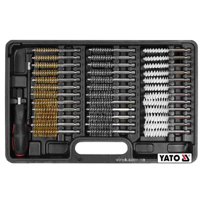 Набір щіток для гнізд свічок зі сталі латуні нейлону YATO 150 мм HEX- 1/4" 38 шт YT-08196