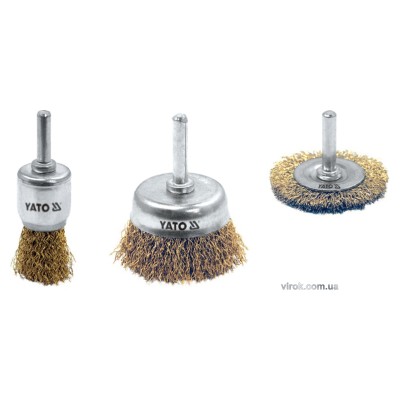 Набір дротяних щіток YATO зі стрижнями ?20, 50, 50 мм YT-4755