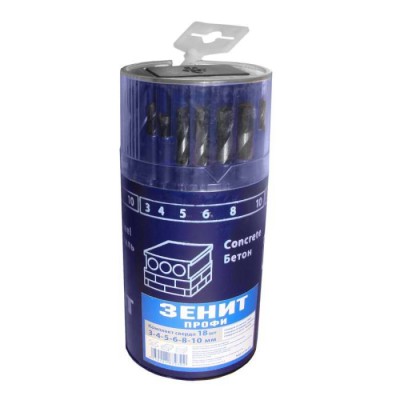 Набор сверл Металл-Дерево-Бетон 18 шт. 3-10 мм Зенит 32306310