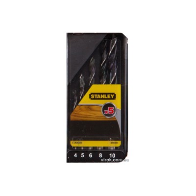 Набор сверл по дереву STANLEY 4-10 мм 5 шт STA56001-QZ Набор сверл по дереву STANLEY 4-10 мм 5 шт STA56001-QZ