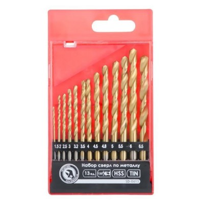 Набір свердл по металу DIN338 HSS 13шт (1.5-6.5), покриття Ti Intertool SD-0013
