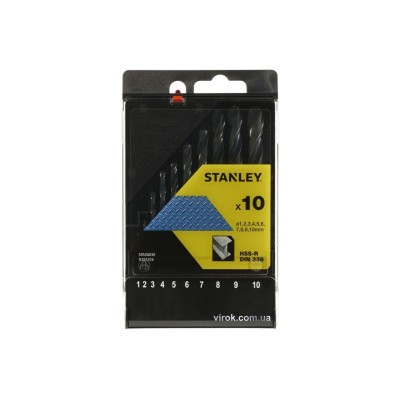 Набор сверл по металлу STANLEY HSS-R 1-10 мм 10 шт STA56030-QZ Набор сверл по металлу STANLEY HSS-R 1-10 мм 10 шт STA56030-QZ