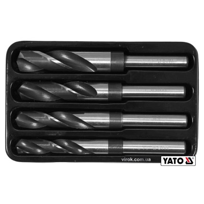 Набір свердел по металу YATO HSS 4241 14-20 мм 75/150 мм для нержавіючої та конструкційної сталі 4 шт YT-44625