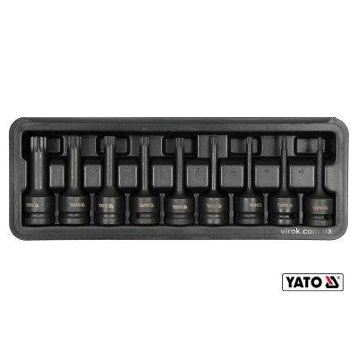 Набор ударных отверточных насадок SPLINE YATO 1/2" M4-M16 CrMo 9 шт + кейс YT-10691