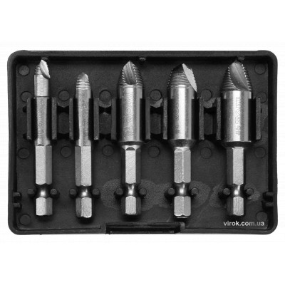 Набор винтовых экстракторов для сломанных винтов YATO HEX- 1/4" HSS 4241 5 шт YT-06035