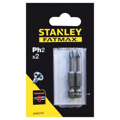 Насадка отверточная STANLEY крестовая PH2 х 50 мм 2 шт STA62161-XJ Насадка отверточная STANLEY крестовая PH2 х 50 мм 2 шт STA62161-XJ