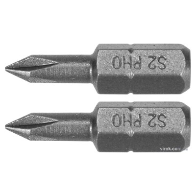 Насадка викрутка YATO "Phillips" PH0 x 25 мм HEX 1/4" AISI S2 2 шт YT-77870