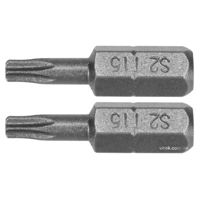 Насадка викрутка YATO "TORX" T15 x 25 мм HEX 1/4" AISI S2 2 шт YT-77903