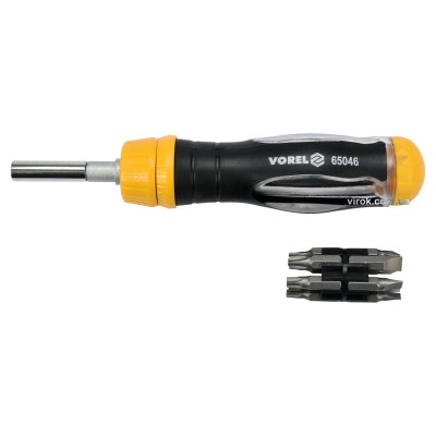 Отвертка-держатель телескопическая VOREL 50-120 мм с насадками HEX-1/4" 12 шт 65046