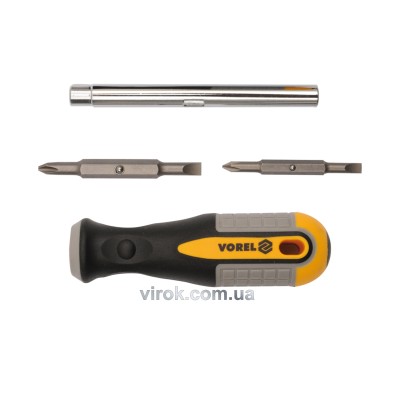 Викрутка-тримач VOREL з двосторонніми насадками 6 в 1 64654 Викрутка-тримач VOREL з двосторонніми насадками 6 в 1 64654