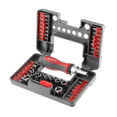 Отвертка реверсионная с комплектом насадок и головок 38 ед, STORM Intertool VT-3638