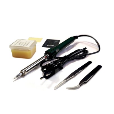 Паяльник электрический с набором инструментов и аксессуаров 6 предметов(220V,50Hz,60W,пинцеты-2шт,расходники)в сумке Forsage F-8272-6