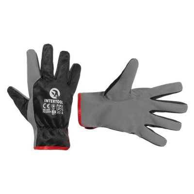 Рукавичка шкіряна комбінована з високоякісної еко-шкіри та поліестерової тканини 10" Intertool SP-0175