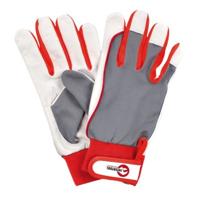 Рукавичка шкіряна, комбінована з високоякісної козячої шкіри та тканини, еластичний манжет на липучці, 10" Intertool SP-0011