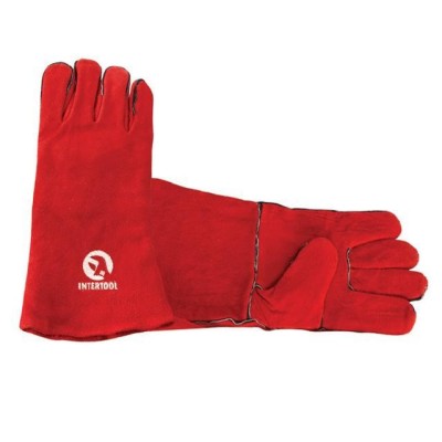 Рукавичка червона замшева, 14" (скринька 60 пар) Intertool SP-0156W