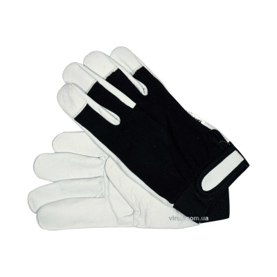 Рукавички робочі біло-чорні YATO бавовна шкіра розмір 10 YT-74640