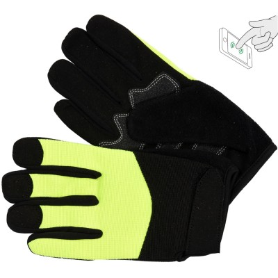Рукавички робочі чорно-жовті укріплені YATO для сенсорних екранів, штучна шкіра бавовняний трикотаж, розмір 8 YT-74654