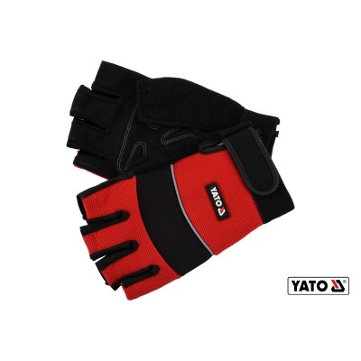 Рукавички робочі з відкритими пальцями YATO штучна шкіра + синтетика розмір 9 YT-74661
