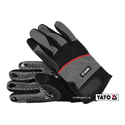 Рукавички робітники із застібкою-липучкою YATO штучна шкіра + синтетика розмір 10 YT-74666