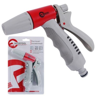 Пистолет-распылитель для полива с плавной регулировкой потока воды. ABS, PP, TPR, BRASS Intertool GE-0015