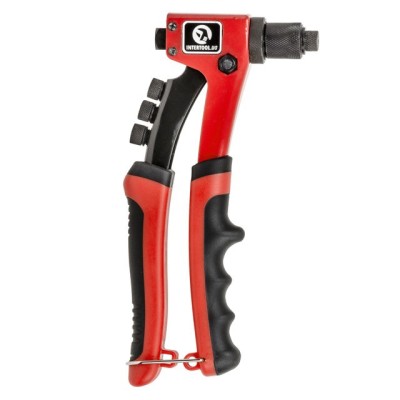 Пистолет заклепочный ручной 215мм, диаметр применяемой заклепки 2.4; 3.2; 4; 4.8мм Intertool RT-0014